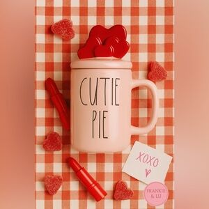 Rae Dunn “Cutie Pie” Mug With Lid Topper Valentine Decor NWT